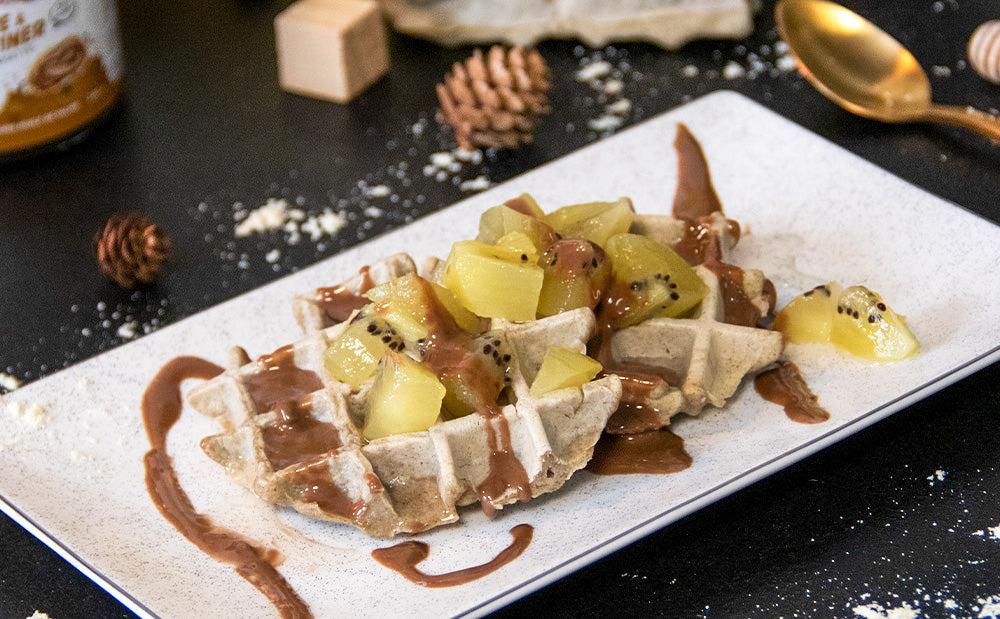 Waffles proteicos com creme para barrar 